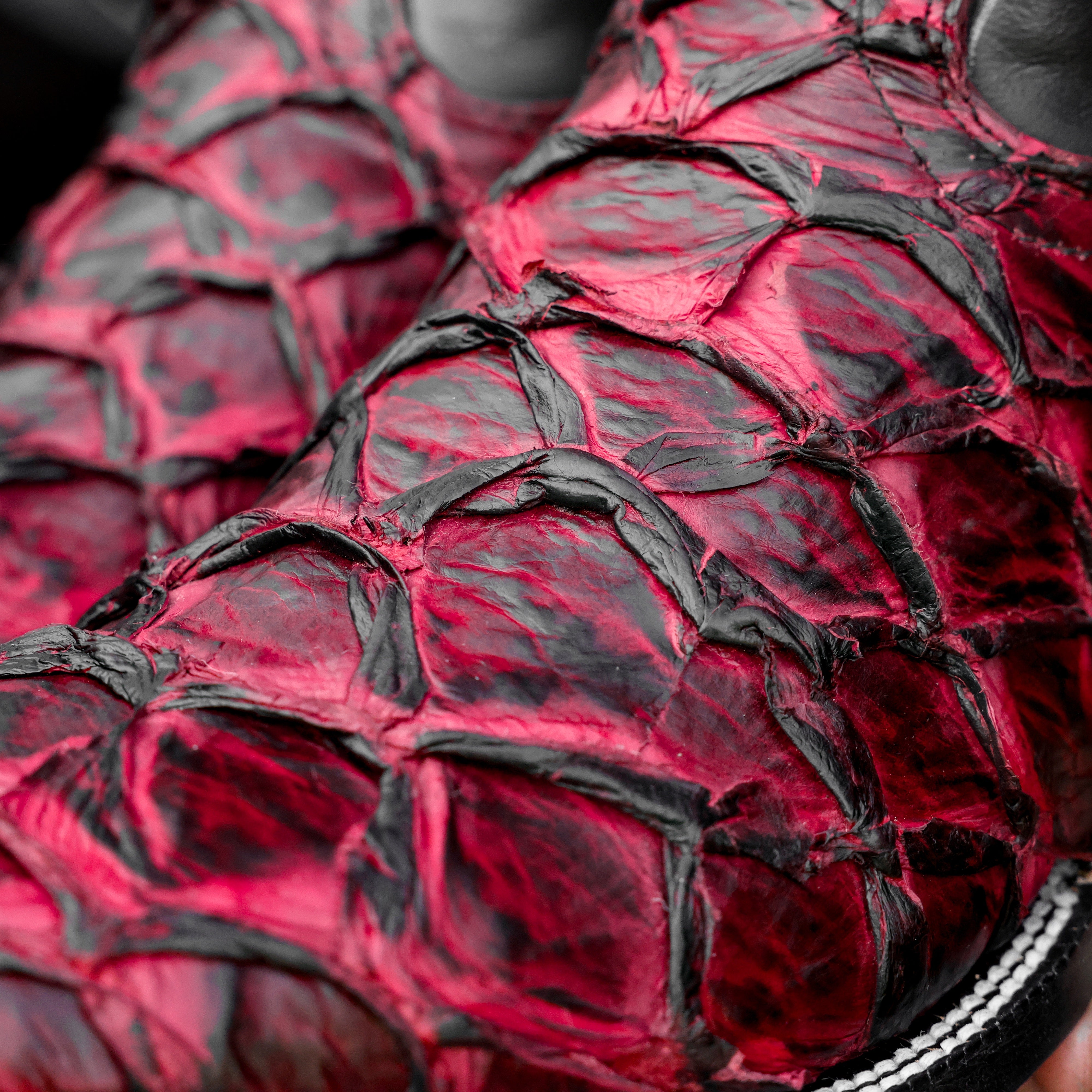 Genuine Black Cherry Pirarucu Boots - Square Toe