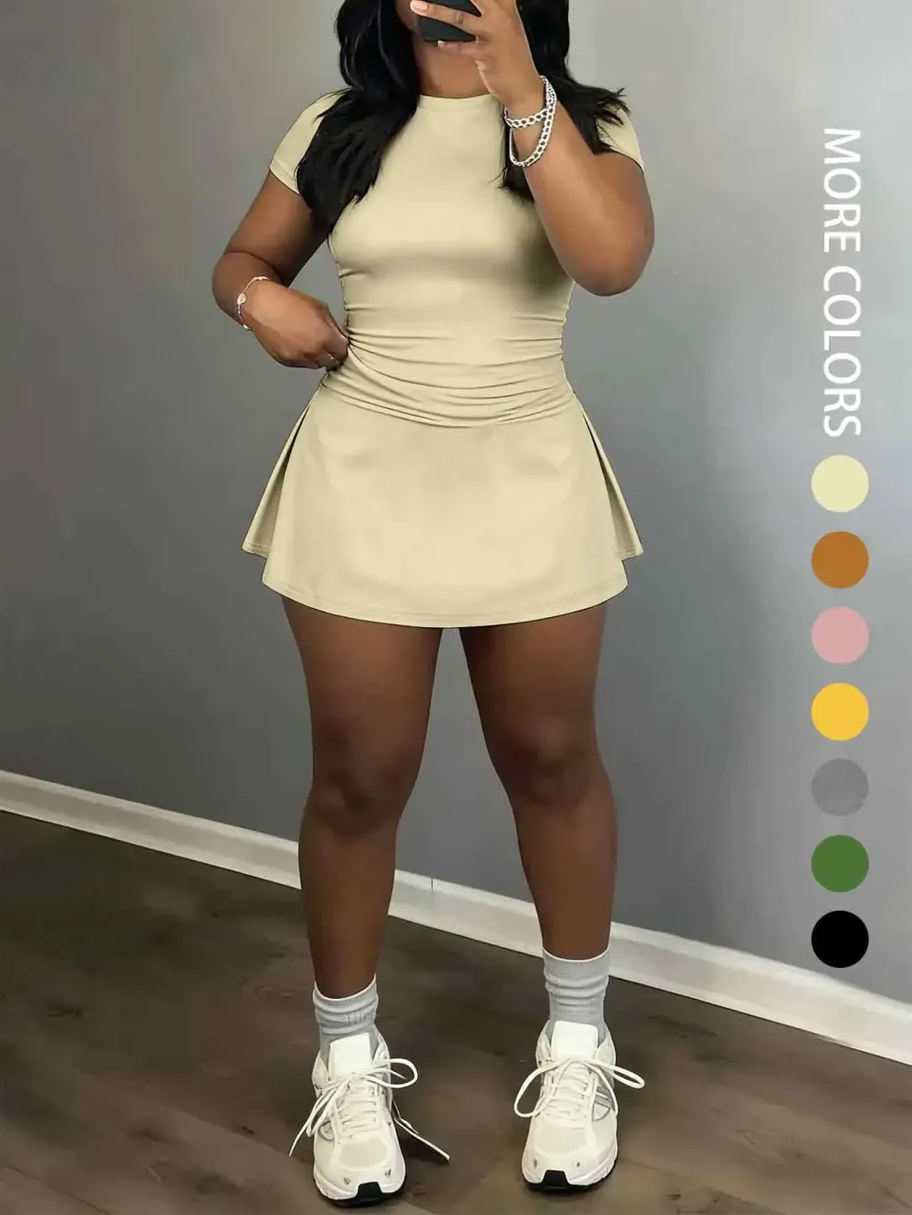 Women's Short Sleeve Casual Sporty Set, 2-Piece Women's Fashionable Daily Wear & Active Lifestyle Clothing