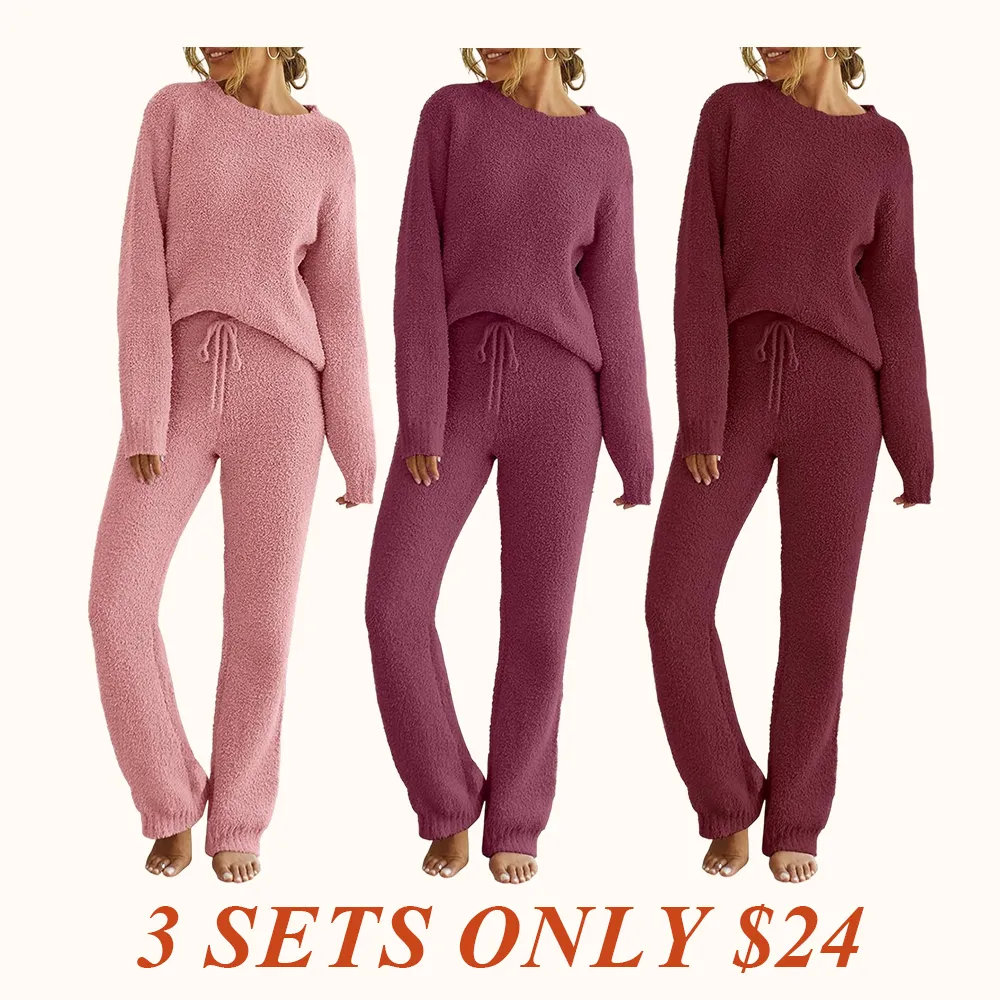 Womens Pajama Sets 2025 Fall Lounge Sweater Set