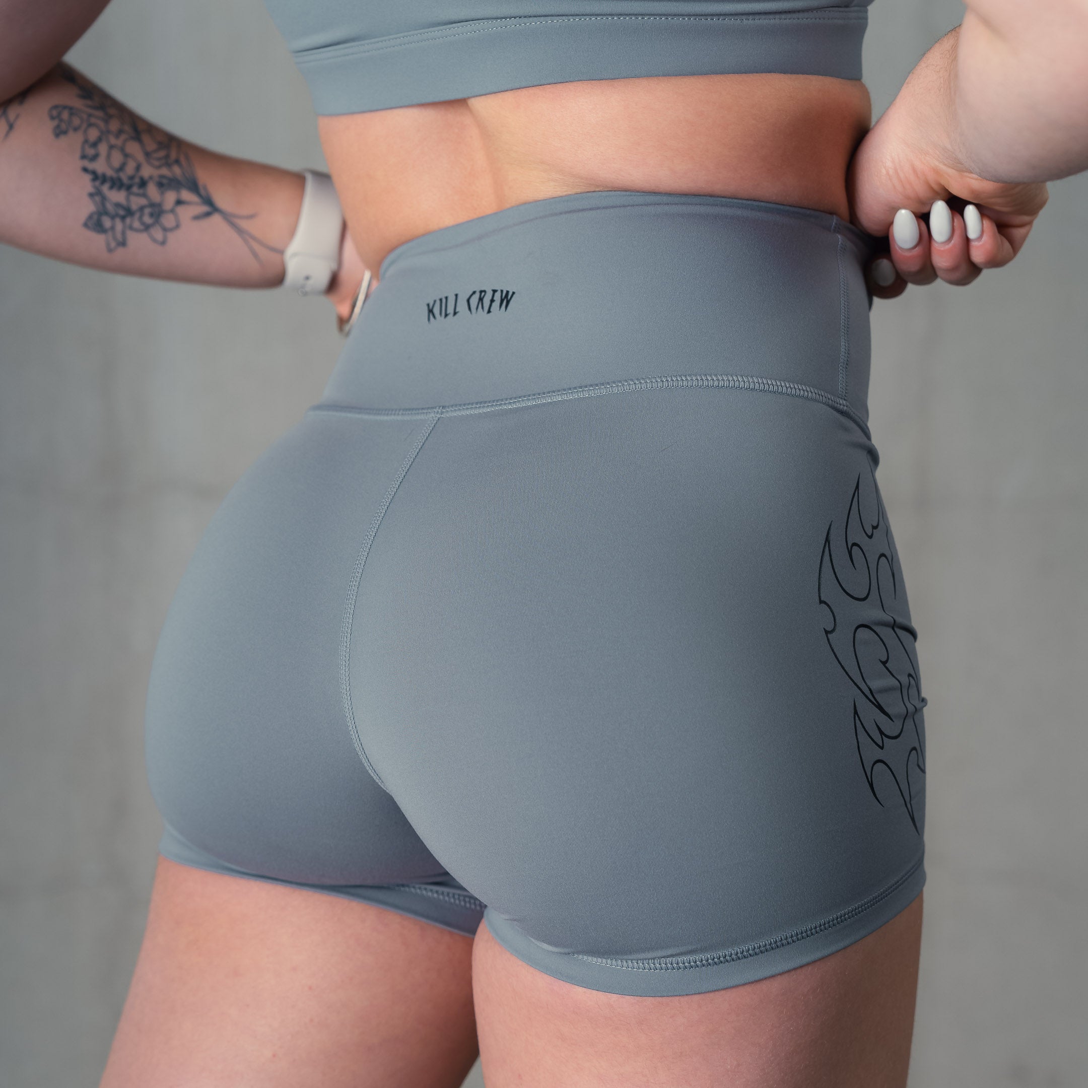 TRIBAL BIKER SHORTS - GREY / BLACK