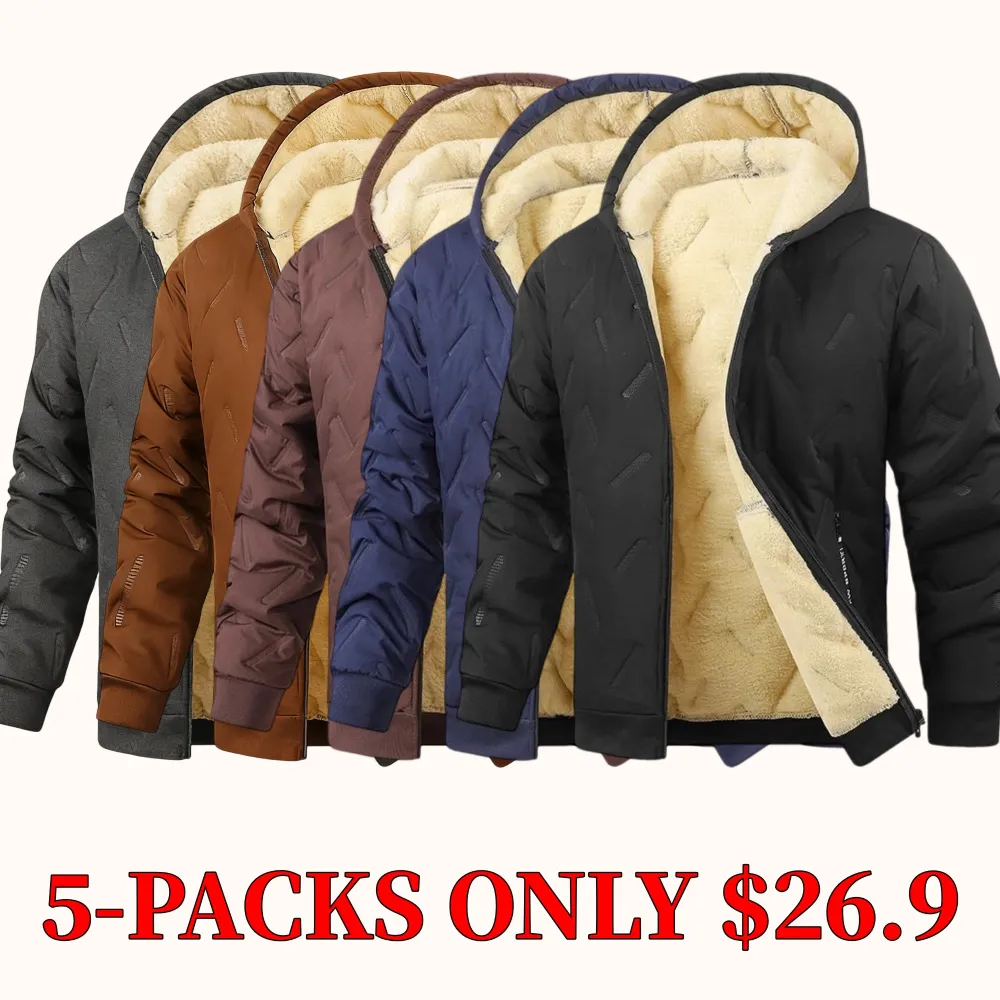 Men's autumn/winter fleece hooded jacket