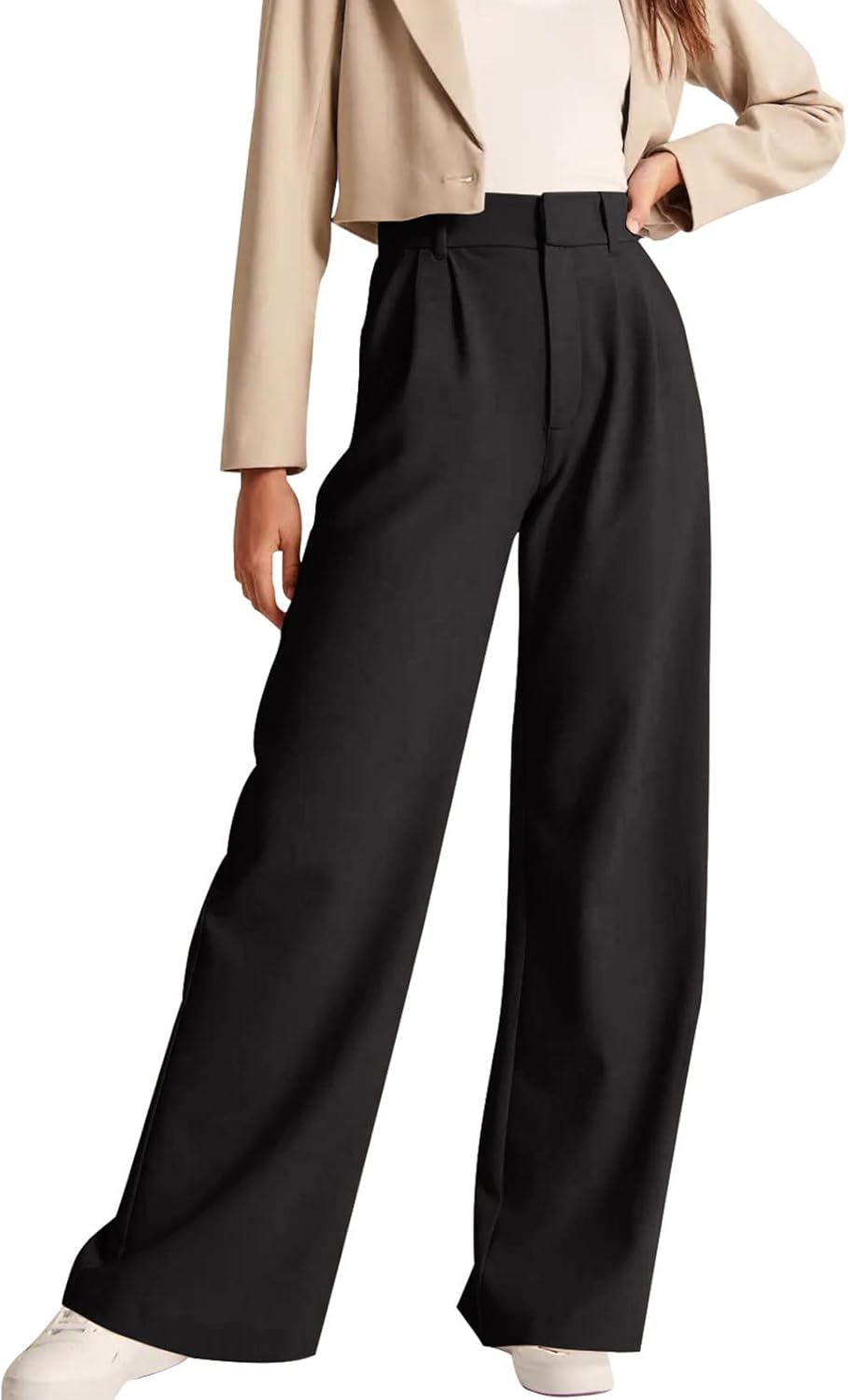 High-Waisted Work Pants for Women – Business Casual Office Trousers with Pockets