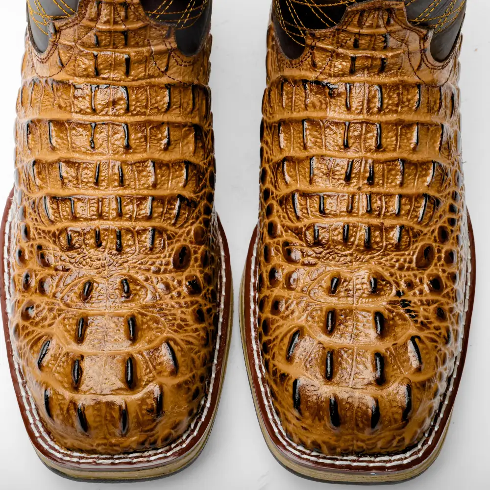 Honey Caiman Neck Leather Boots With 3D Lightweight Sole - Composite Toe