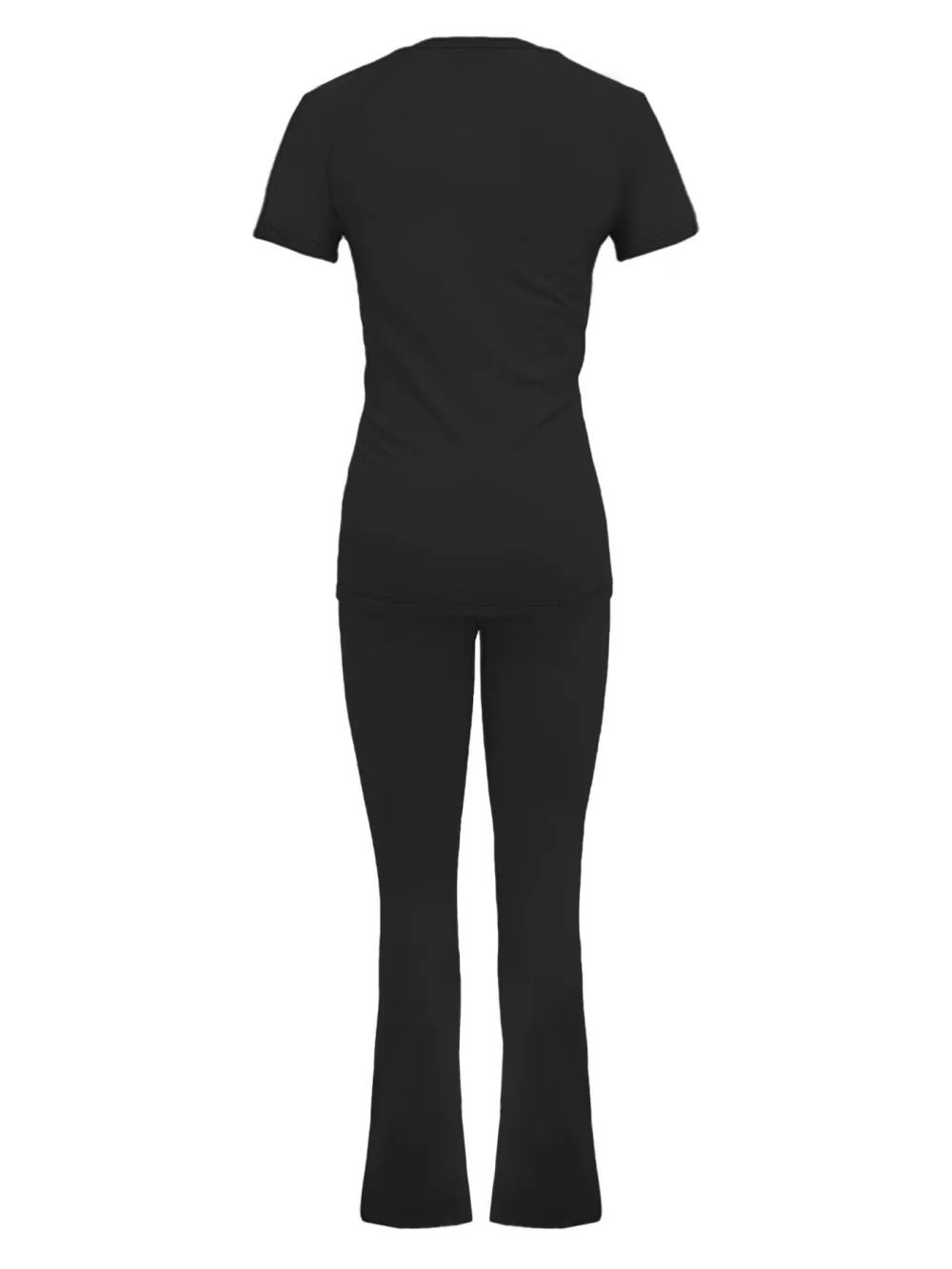 Women's Summer Round Neck Short Sleeve Fitted Pants Set Outfit, Classic Solid Color Casual Wear Lightweight Clothes