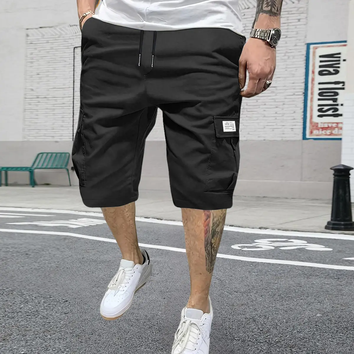 Fashionable summer lightweight loose straight-leg casual shorts, durable multifunctional work shorts suitable for camping, cycling, and hiking.