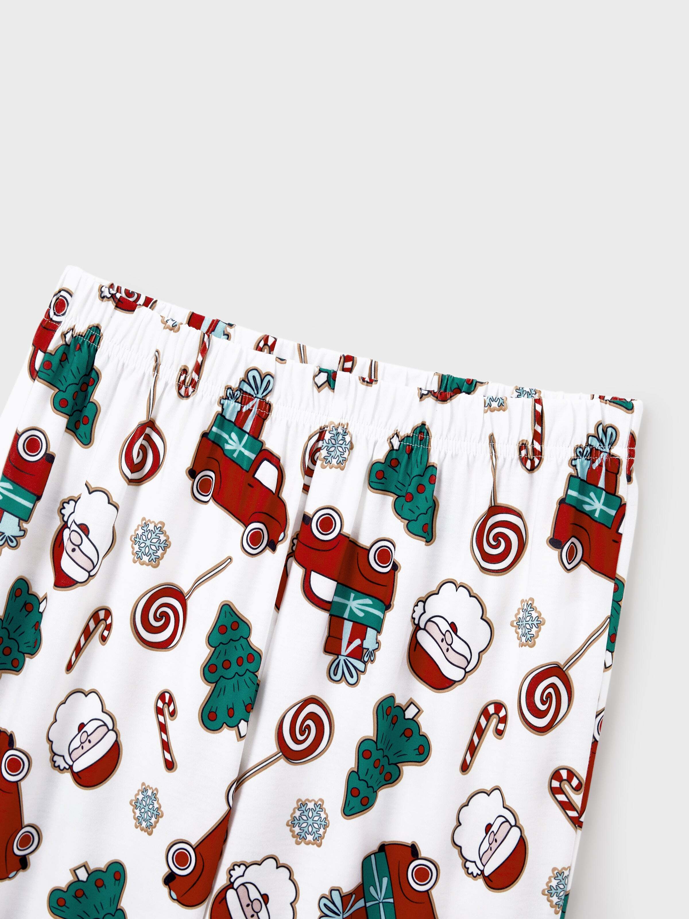 Christmas Matching Family Pajamas Set Santa Claus and Christmas Tree Print White PJS with Christmas Socks White