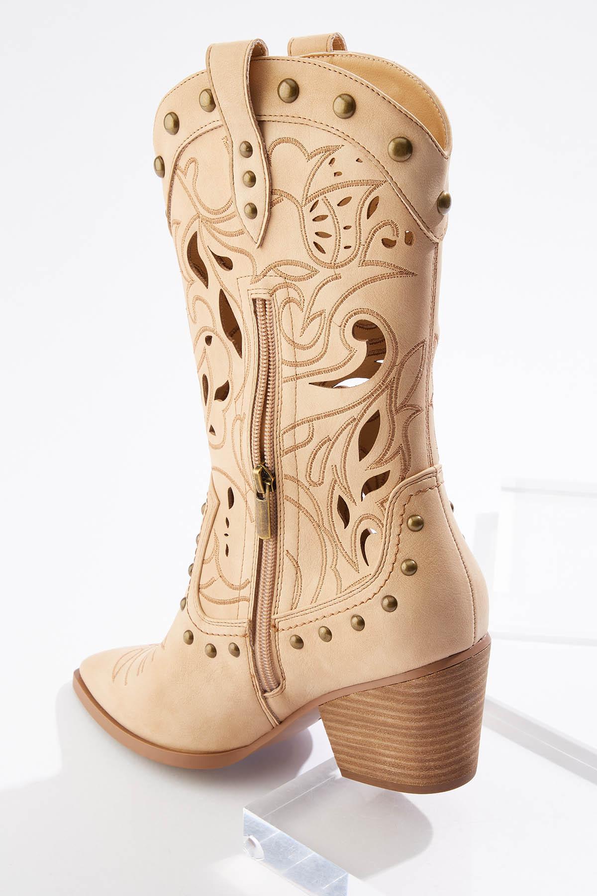 Cutout Embroidered Western Boots
