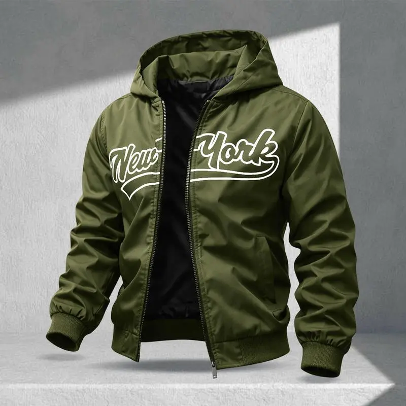 Letter Print Sports Jacket, Men's Casual Jacket, Fashionable College Baseball Apparel