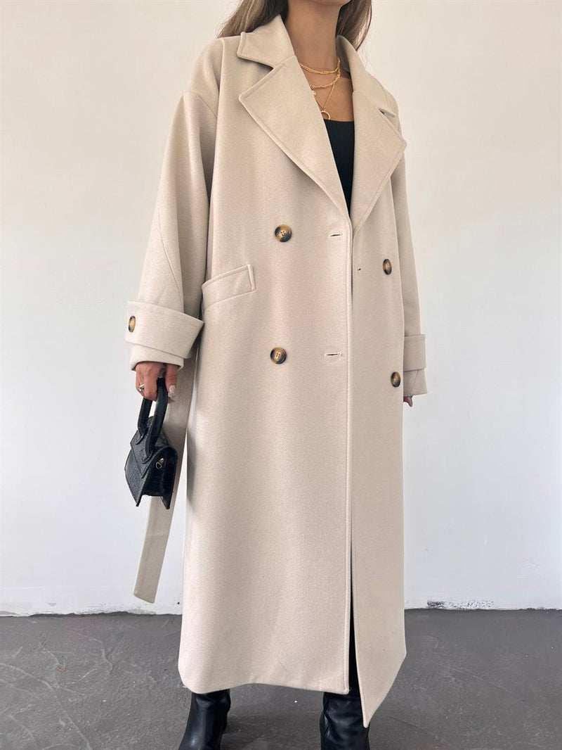 Womens Trench Belted Buttoned Coat