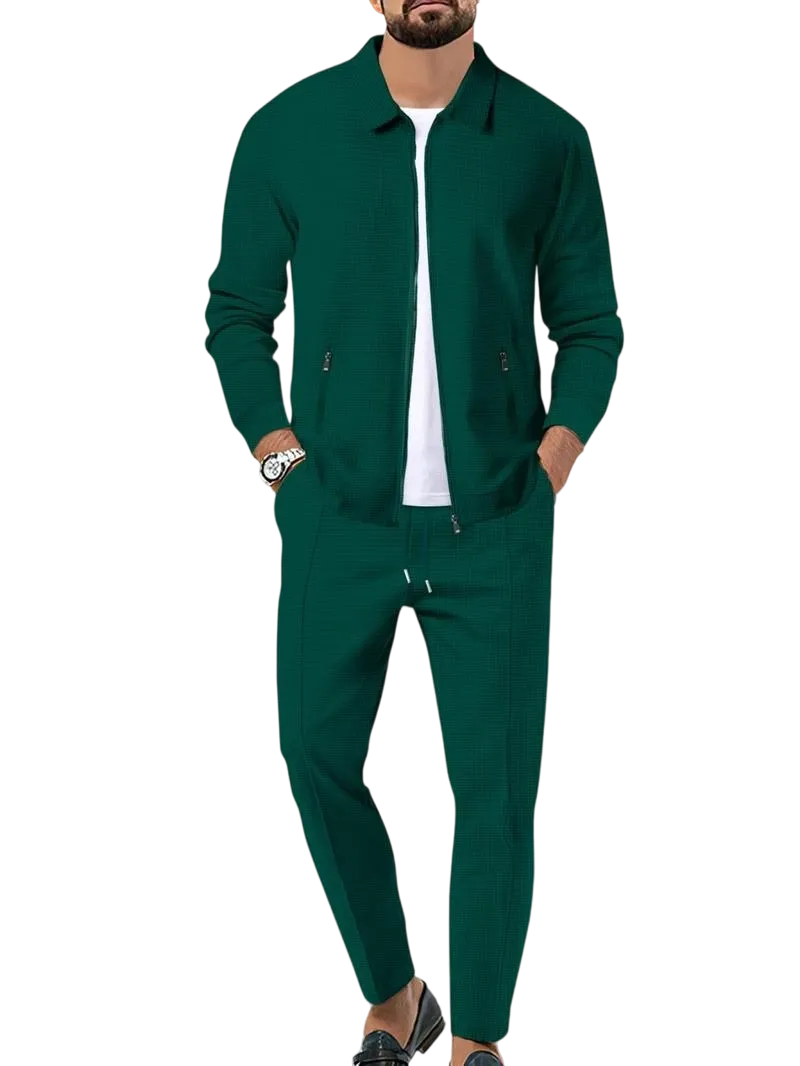 Men's solid color sports two-piece set