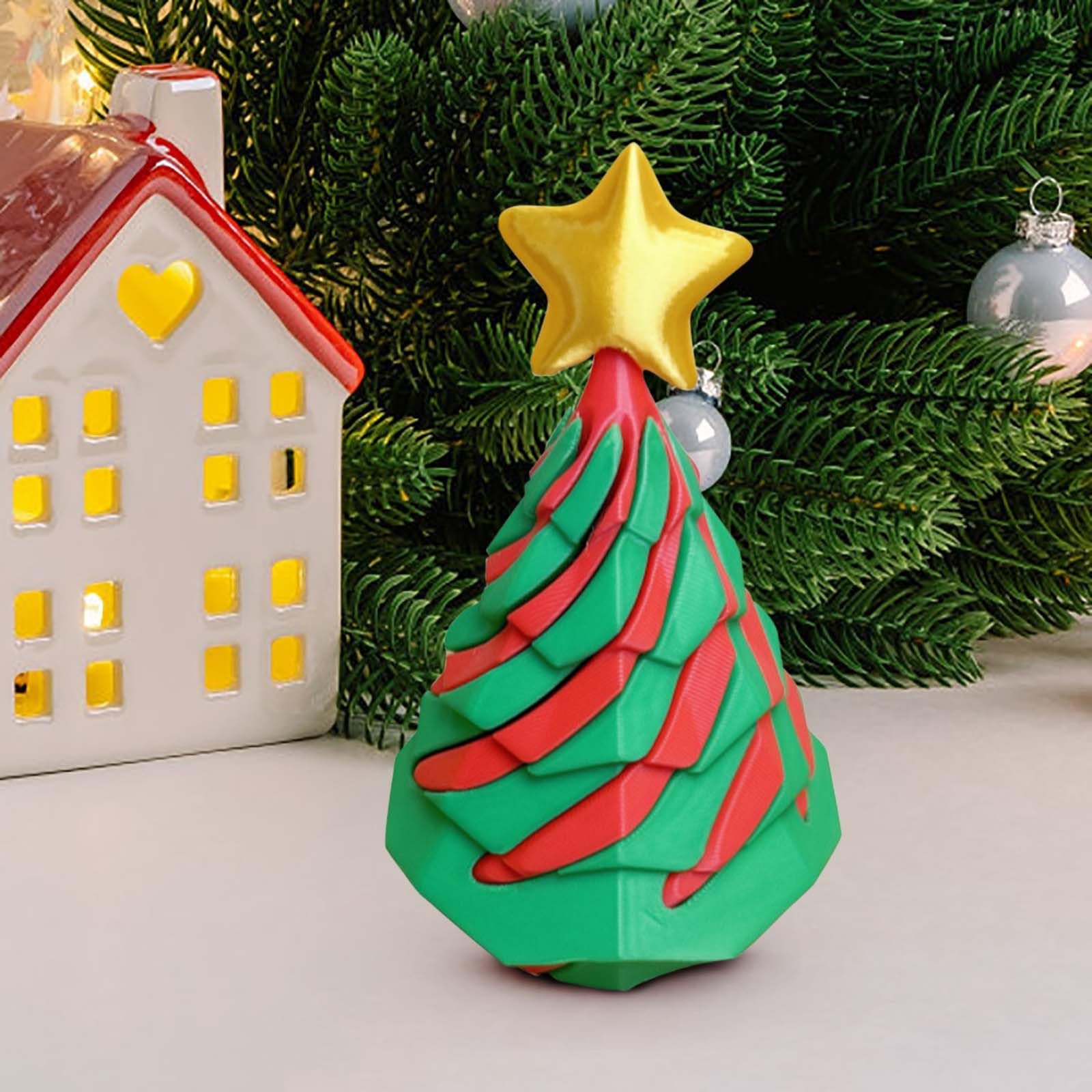 🎄 3D Printed Multicolor Christmas Tree Spiral Stacking Toy