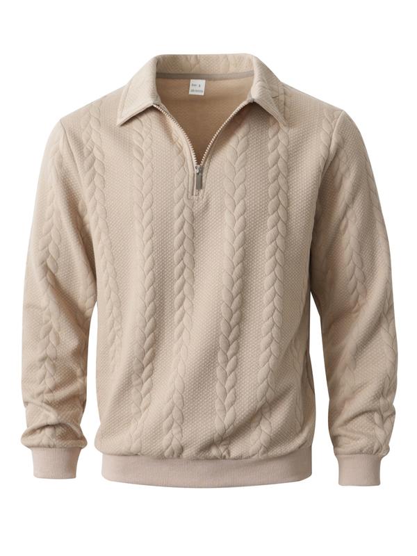 Men's Classic Cable Knit Quarter-Zip Pullover