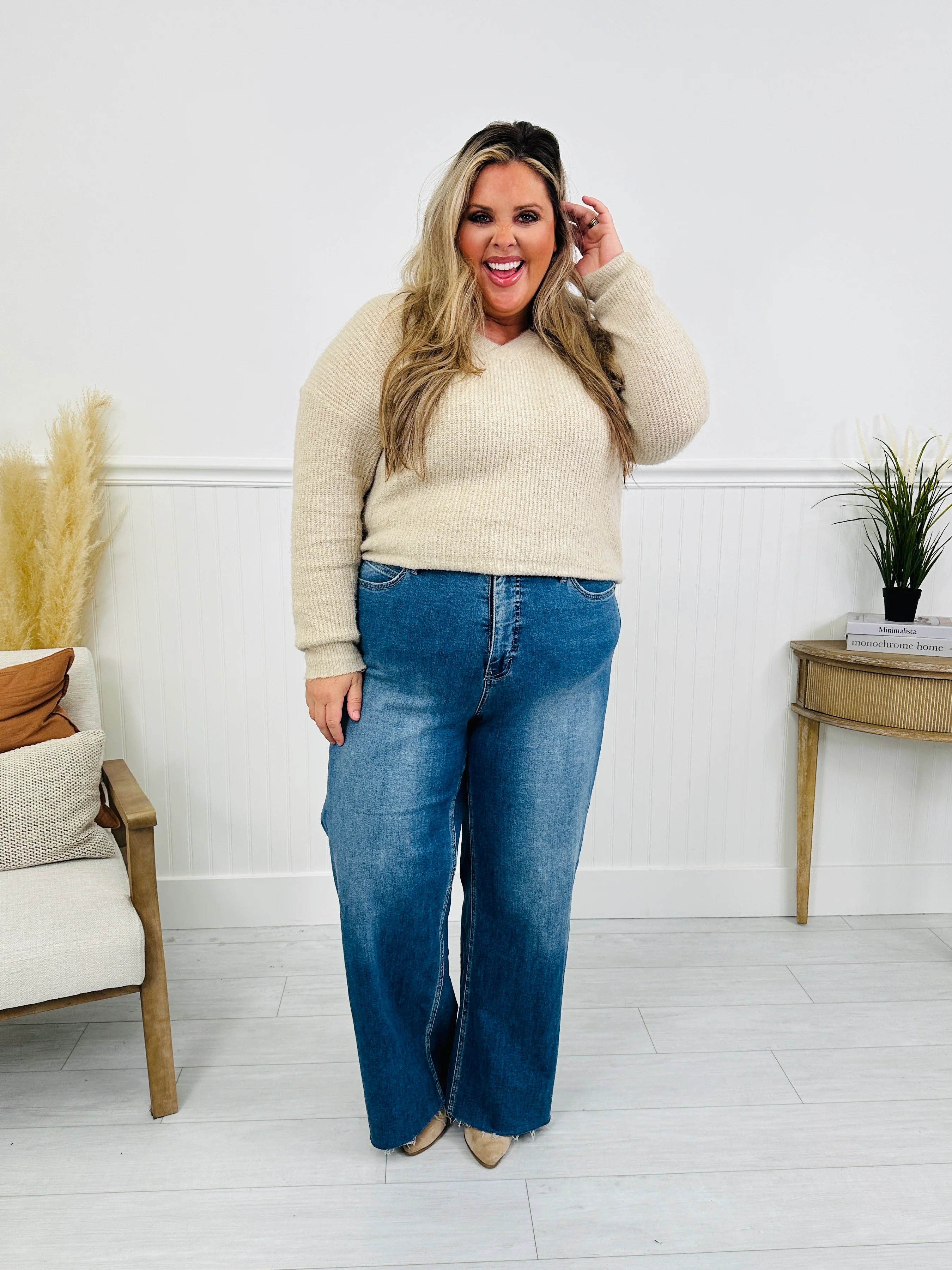 Go Into Detail Tummy Control Wide Leg Jeans