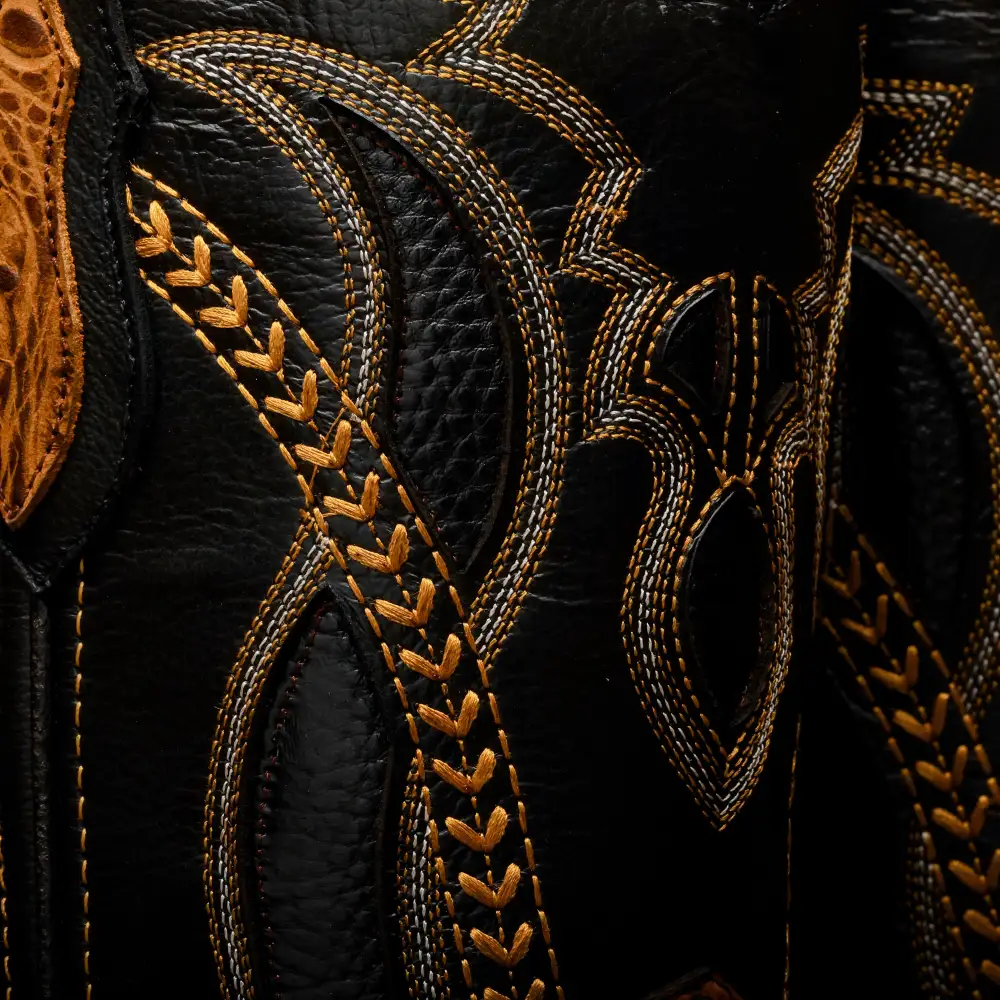 Matte Honey Caiman Hornback Leather Boots - Square Toe