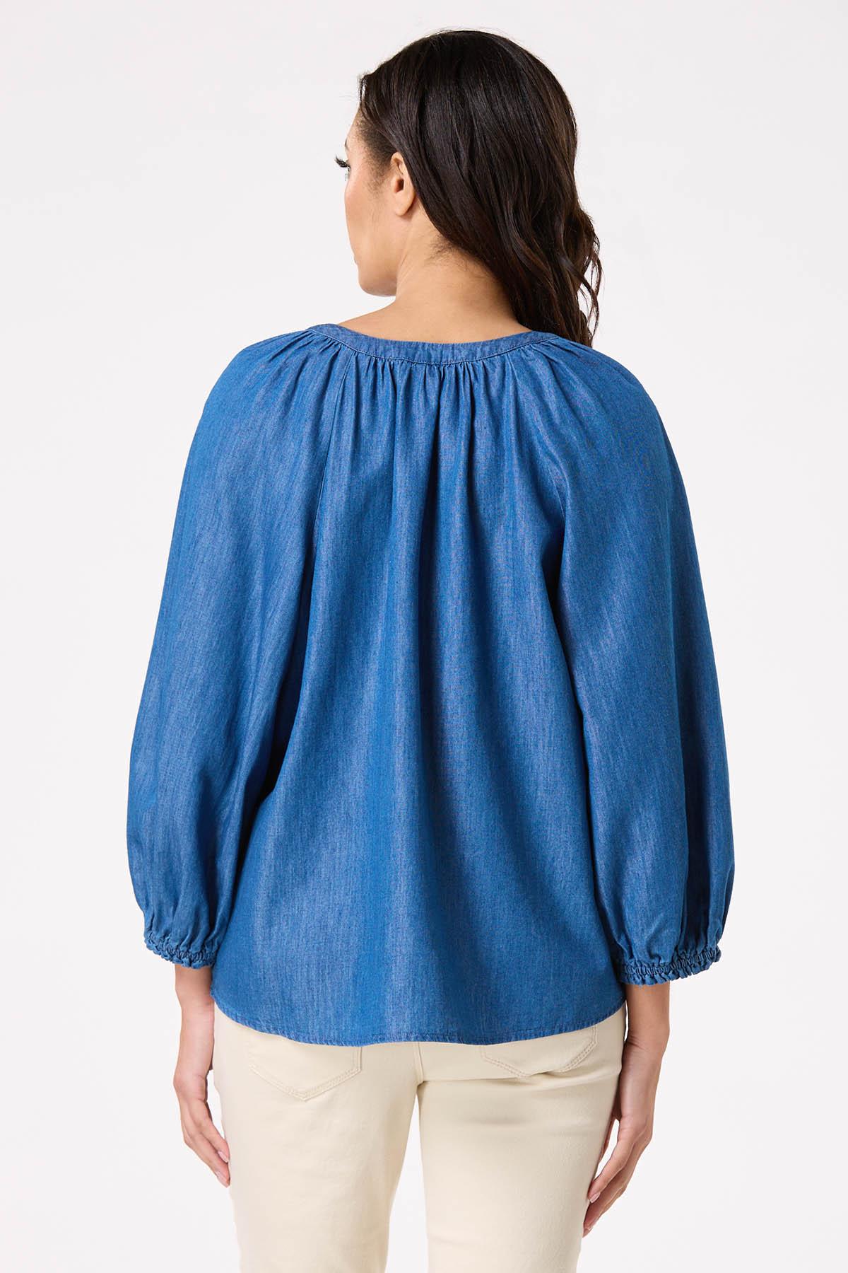 Chambray Lace Up Top