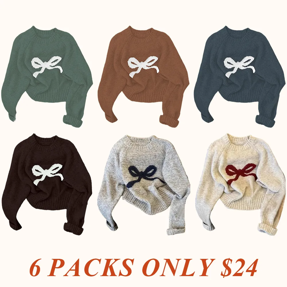 Elegant Bow Knit Sweater for Women