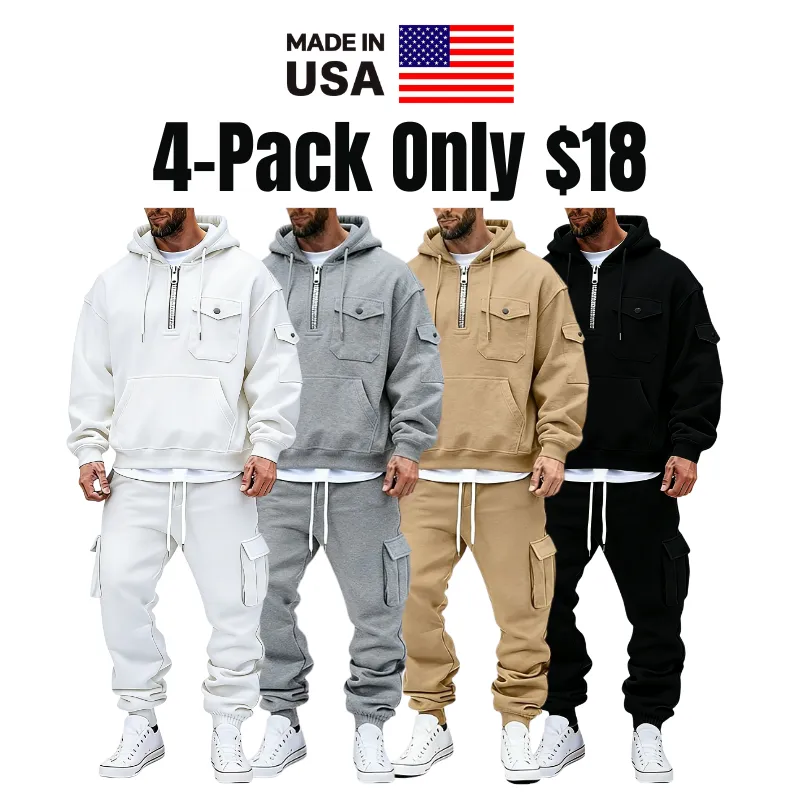 Cargo Two Piece Men's Hoodie Tracksuit Hoodie & Pants Set