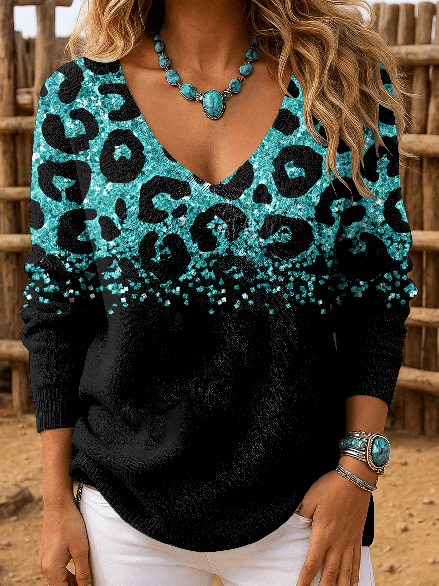 Women's Retro Western Print Long Sleeve Top