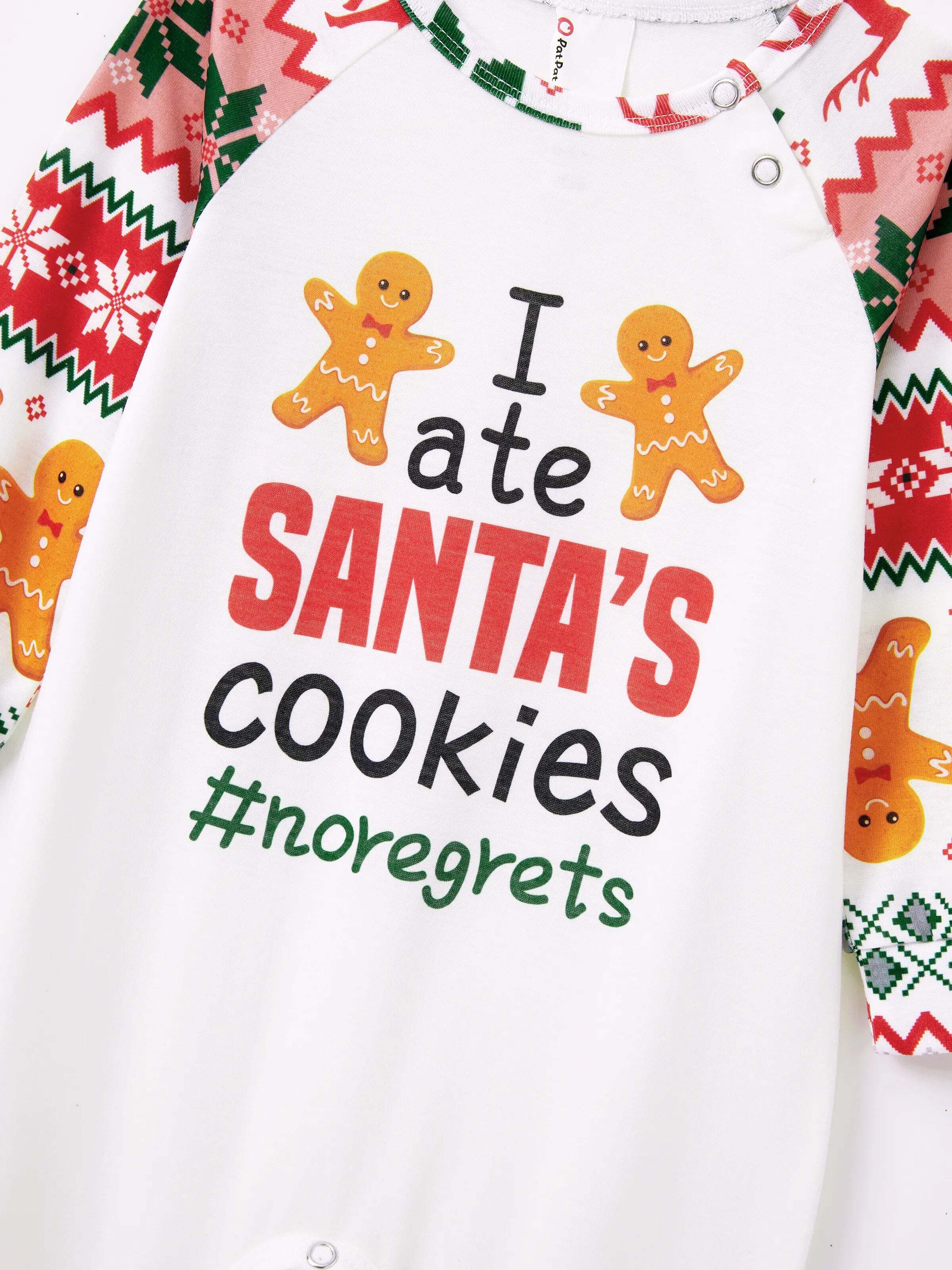 Christmas Pajamas Family Matching Santa's Cookies Gingerbread Man Pattern Pajamas Sets with Christmas Socks MultiColour