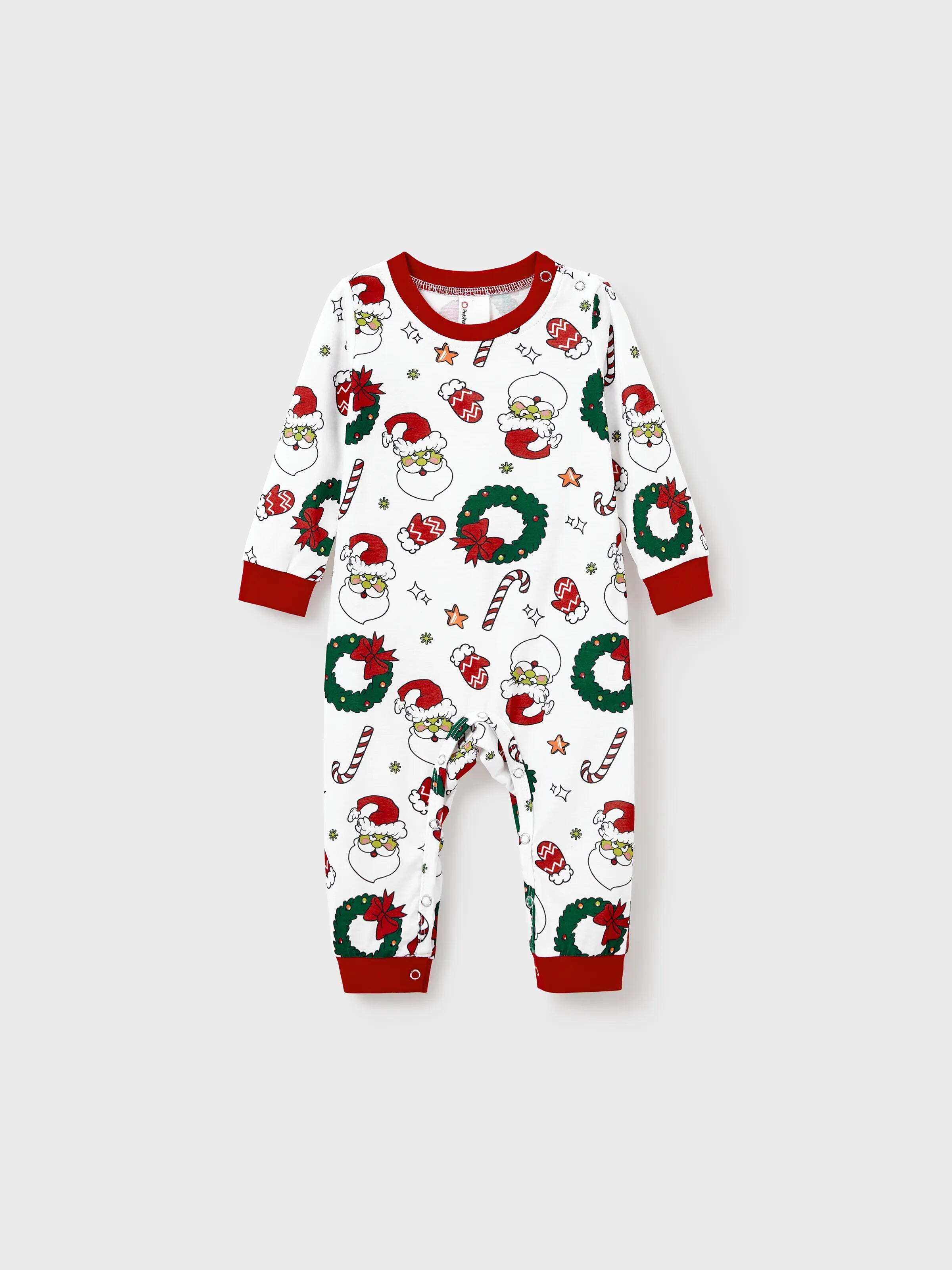 Christmas Matching Family Pajamas Set Christmas Grinch-themed Print PJS with Christmas Socks Red