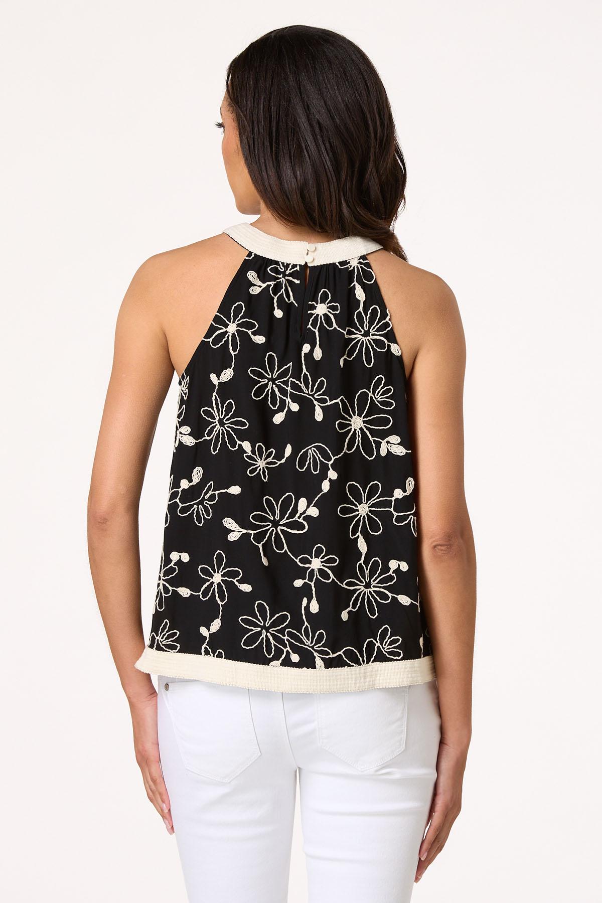 Embroidered Cleo Neck Tank