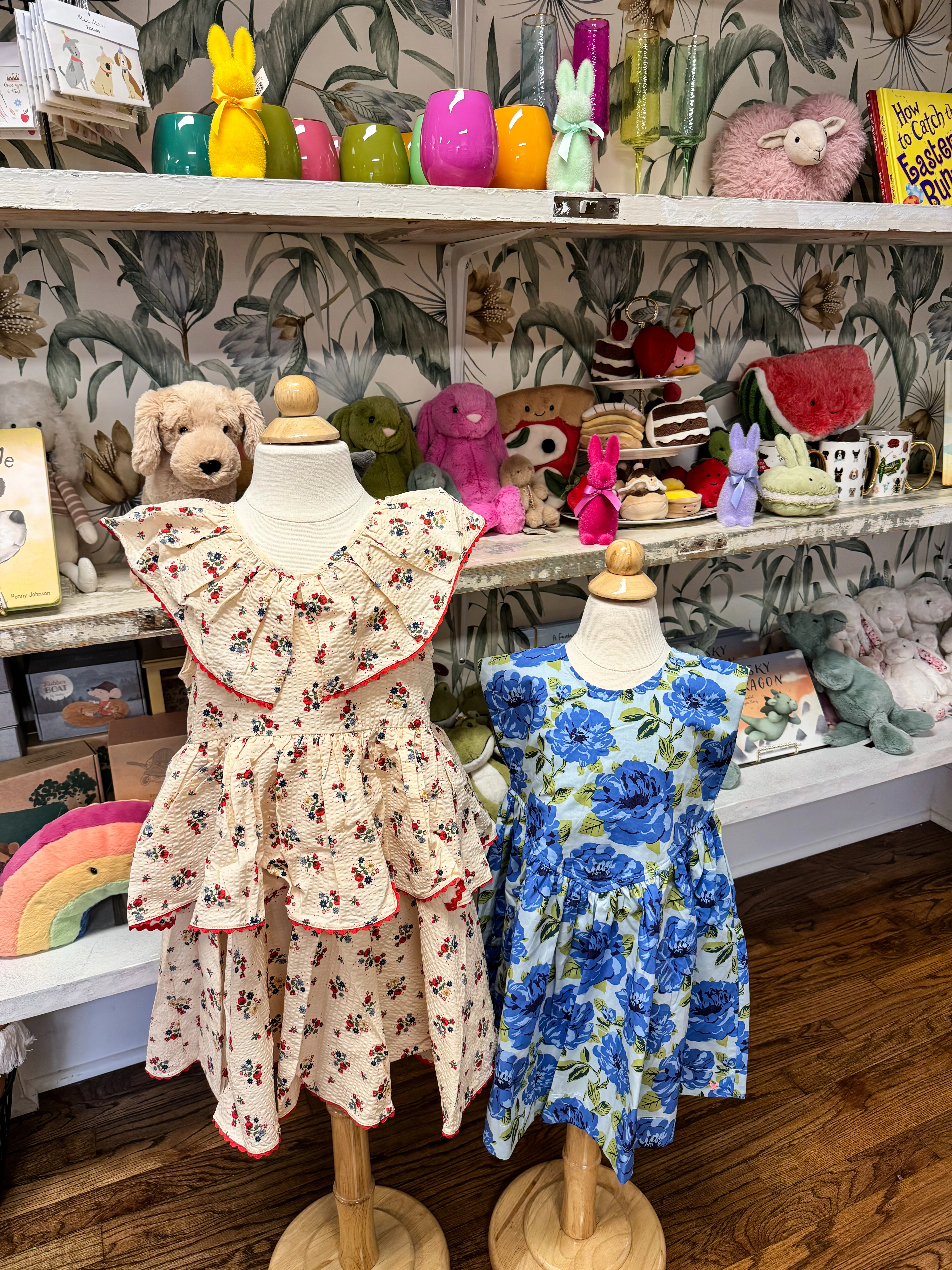 Gracie Dress Blue Peonies