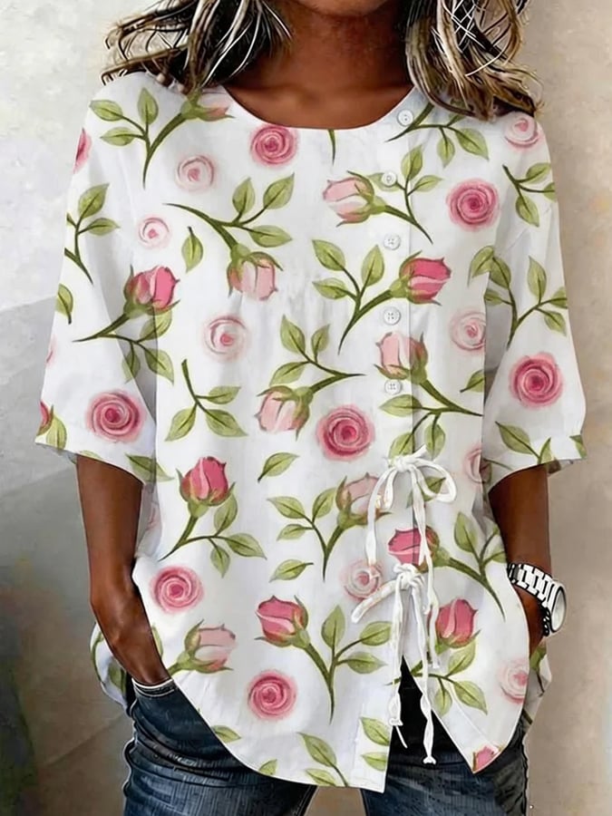 Women's Casual Floral Print Top- Fast Shipping