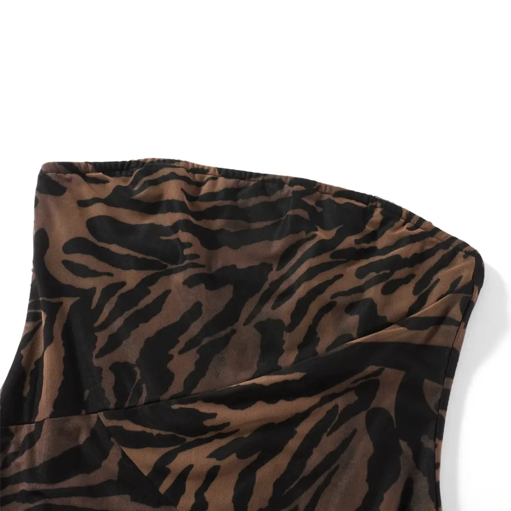 Women's Tube Top DressStrapless Backless High Slit Long Dress