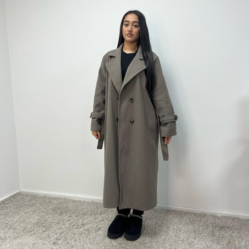 Womens Trench Belted Buttoned Coat