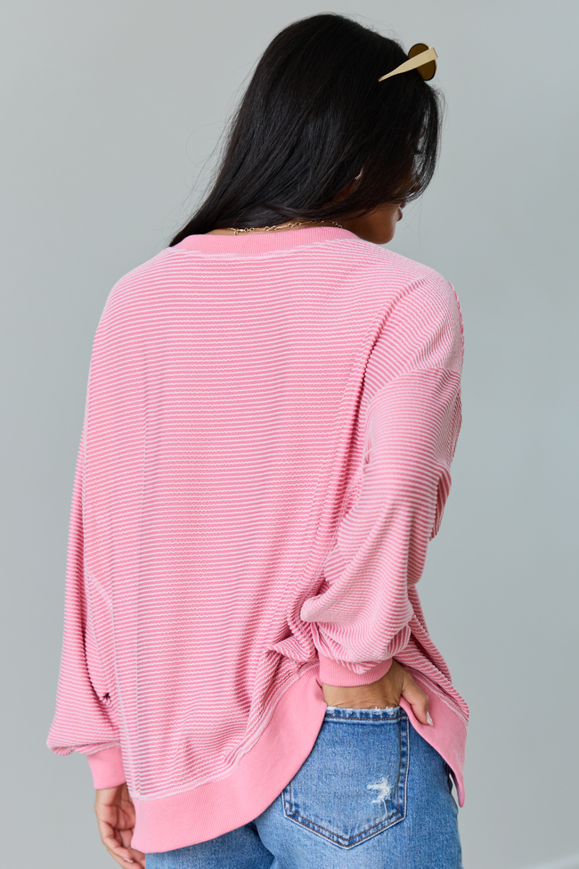 Melanie Pink Striped Pullover