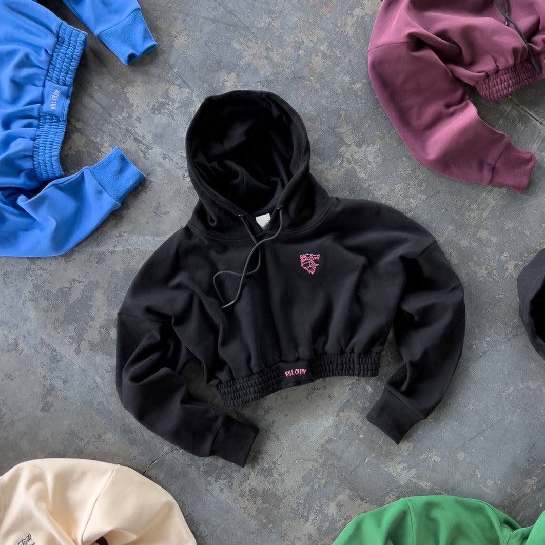 CROP HOODIE - BLACK / PINK