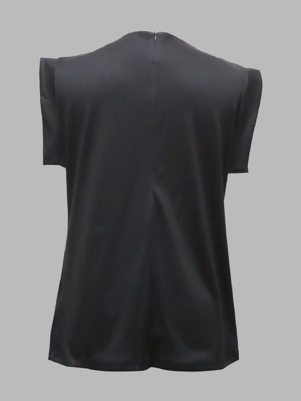 Cap Sleeve Loose Multi-Colored Printed High-Neck T-Shirts Tops