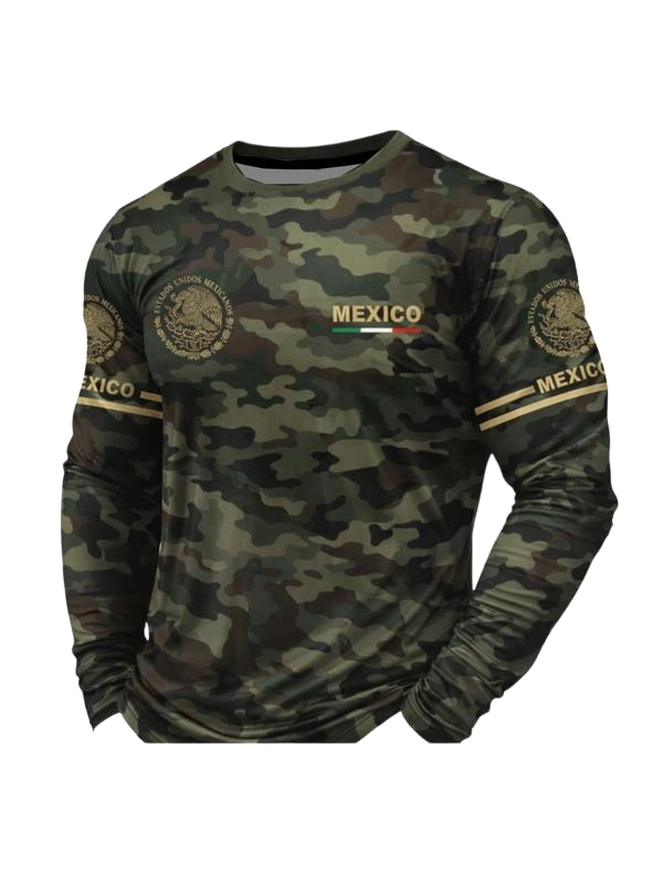 Men's 3D Print Long Sleeve T-Shirt, Breathable Comfort, Fitted Crop Top, All Seasons Wear