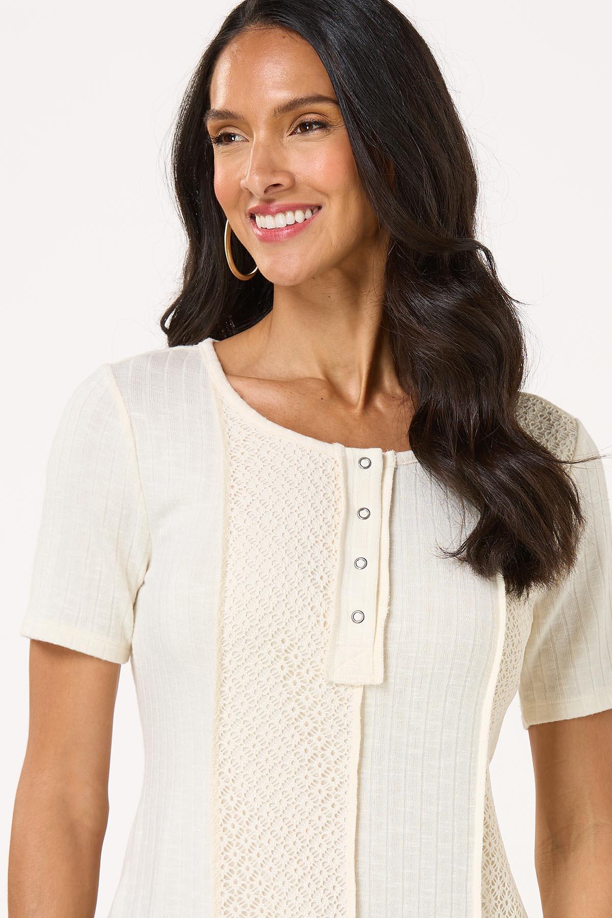Floral Lace Panel Henley