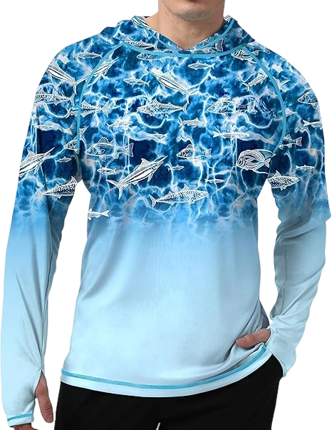 Men's UPF 50+ Sun Protection Hoodie Shirt Long Sleeve SPF Fishing Outdoor UV Hiking Lightweight Shirts