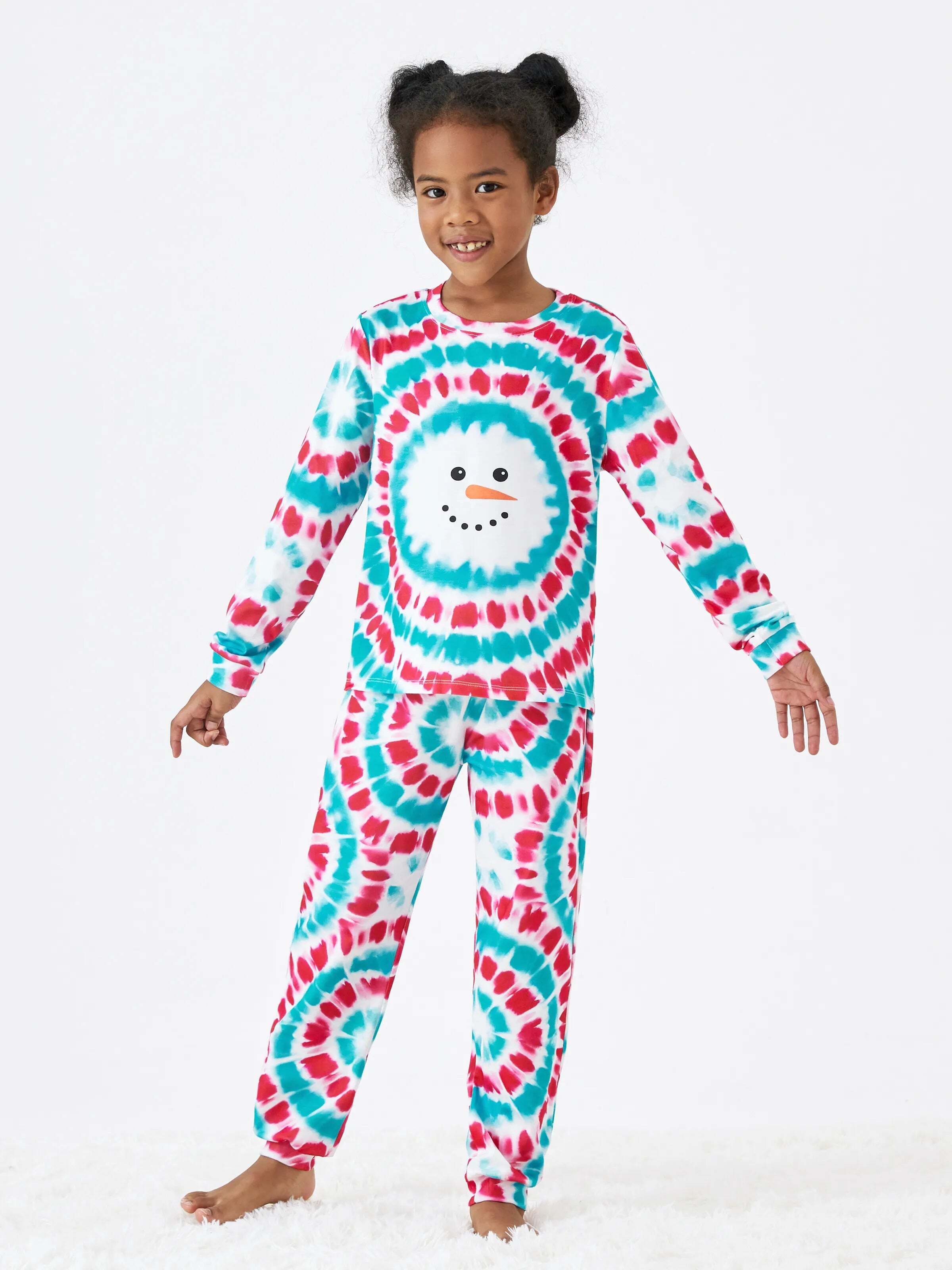 Christmas Snowman Print Family Matching Colorful Pajamas Sets with Christmas Socks Multi-color