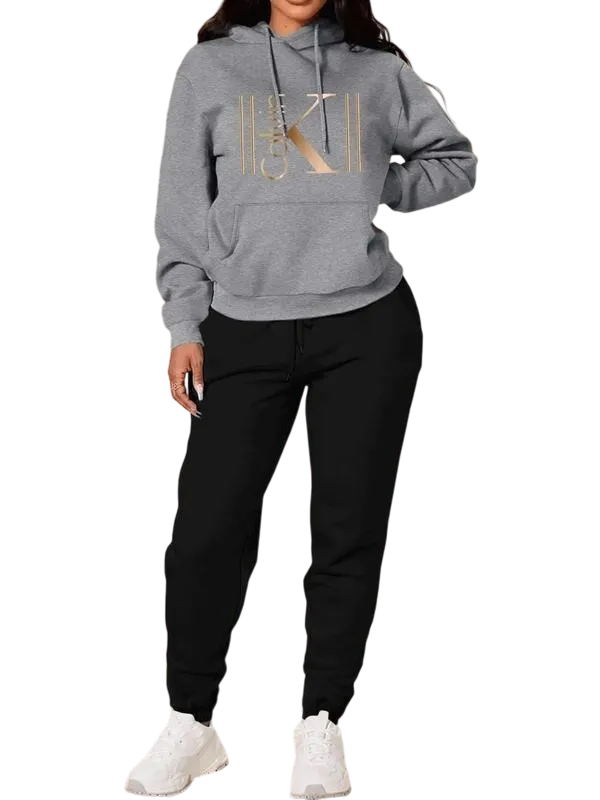 Women's Casual Hooded Sweatshirt Set
