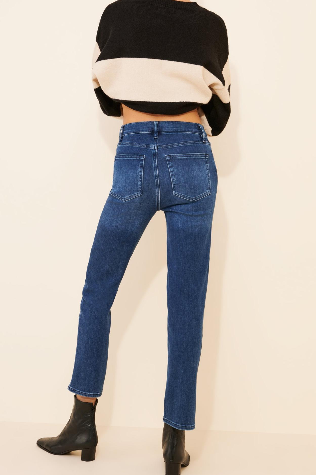 High Rise Straight Fit Ankle Length Jeans