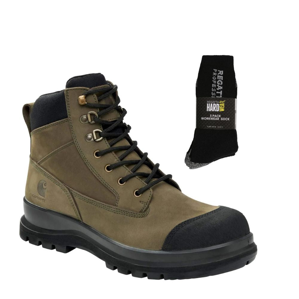 CHT Special Offer Detroit 6 Inch Safety Boots F702923 Pack - Detroit Composite Toe S3 Zip Safety Boots + 3 Pack Work Socks