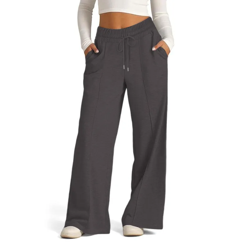 Women's Simple Design Straight Leg Drawstring Baggy Lounge Pants