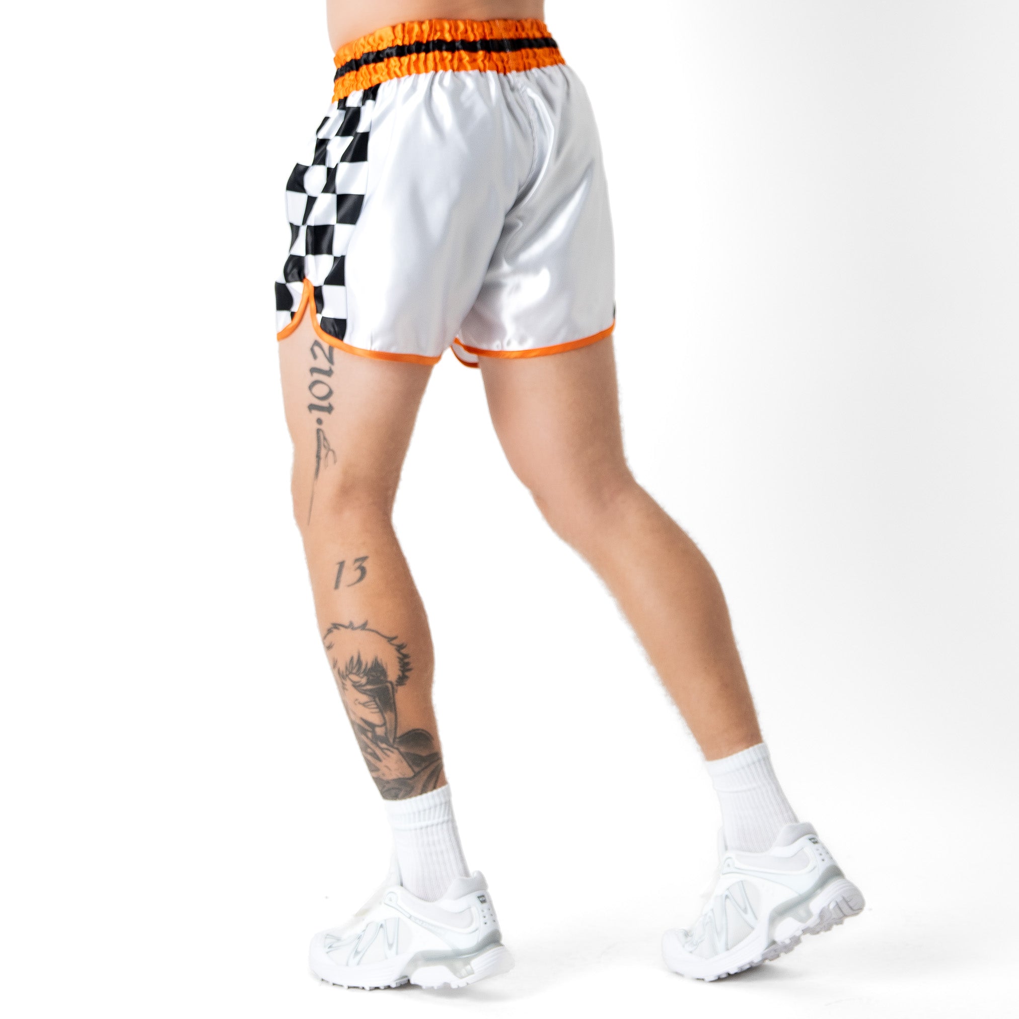 CHECKER FIGHT SHORT - ORANGE
