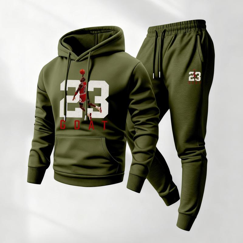 Goat Print Hoodie & Sweatpants Set - Unisex Athletic Lounge Set for Fall & Winter