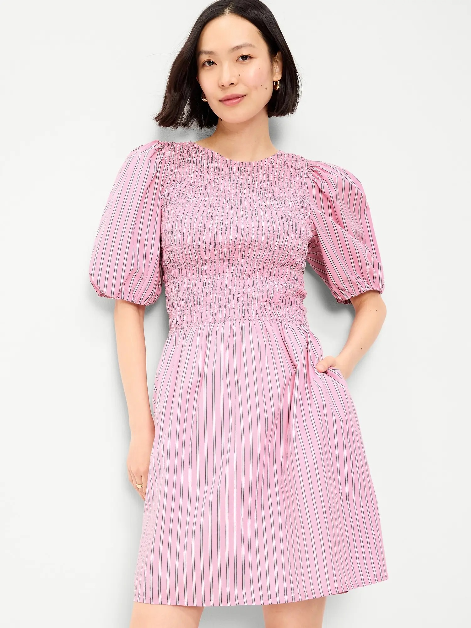 Women’s Smocked Puff Sleeve Flare Mini Dress – Casual Summer Fit