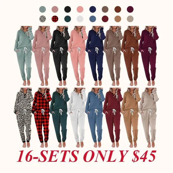 Two Piece Outfits for Women Lounge Sets Button Down Sweatshirt