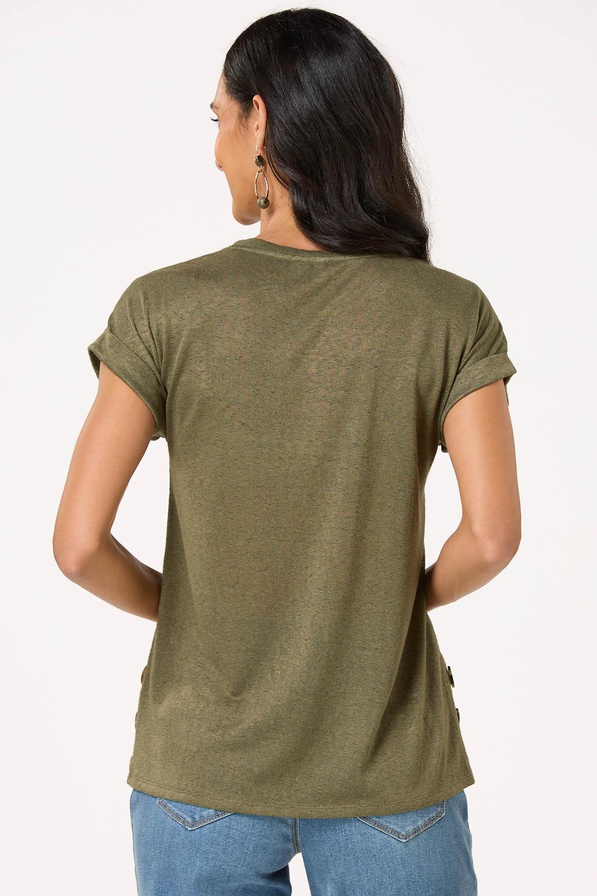 Cuffed Sleeve Hacci Knit Top