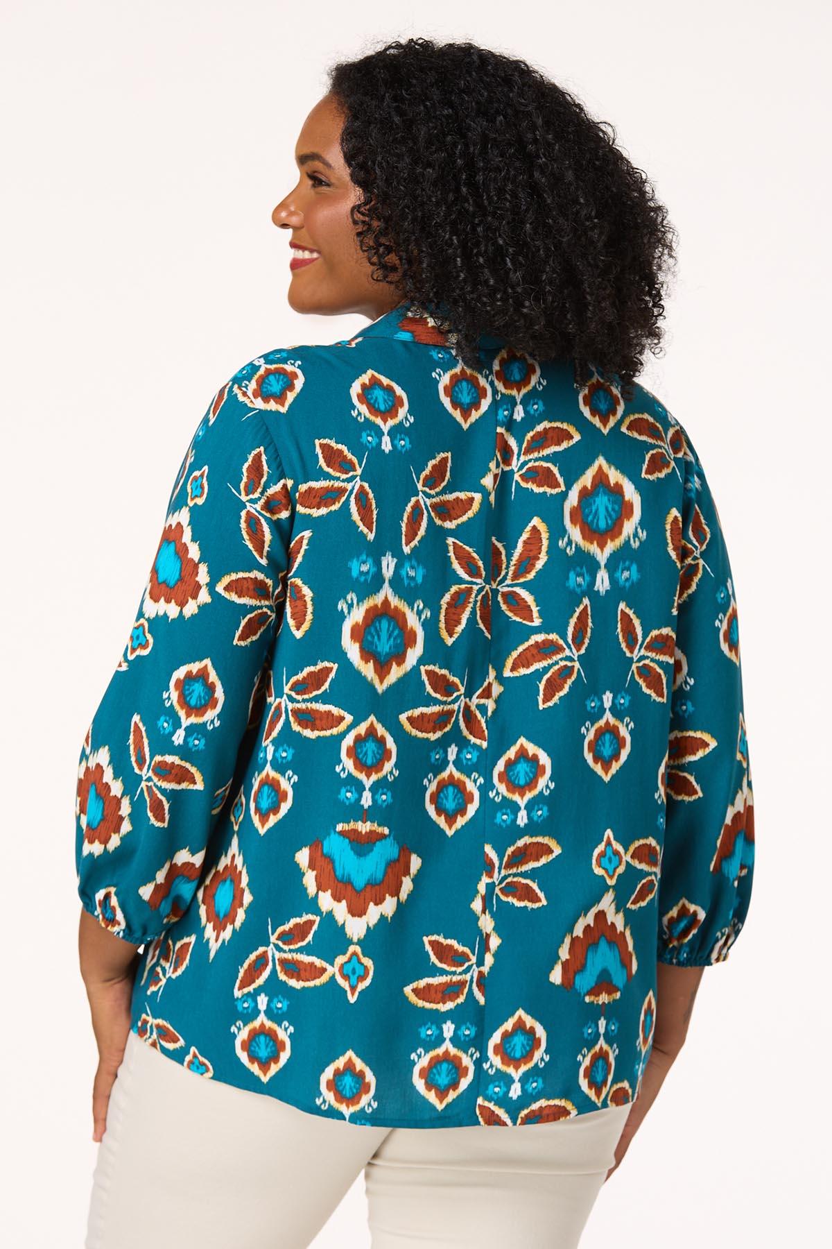 Plus Size Embroidered Bib Floral Poet Top