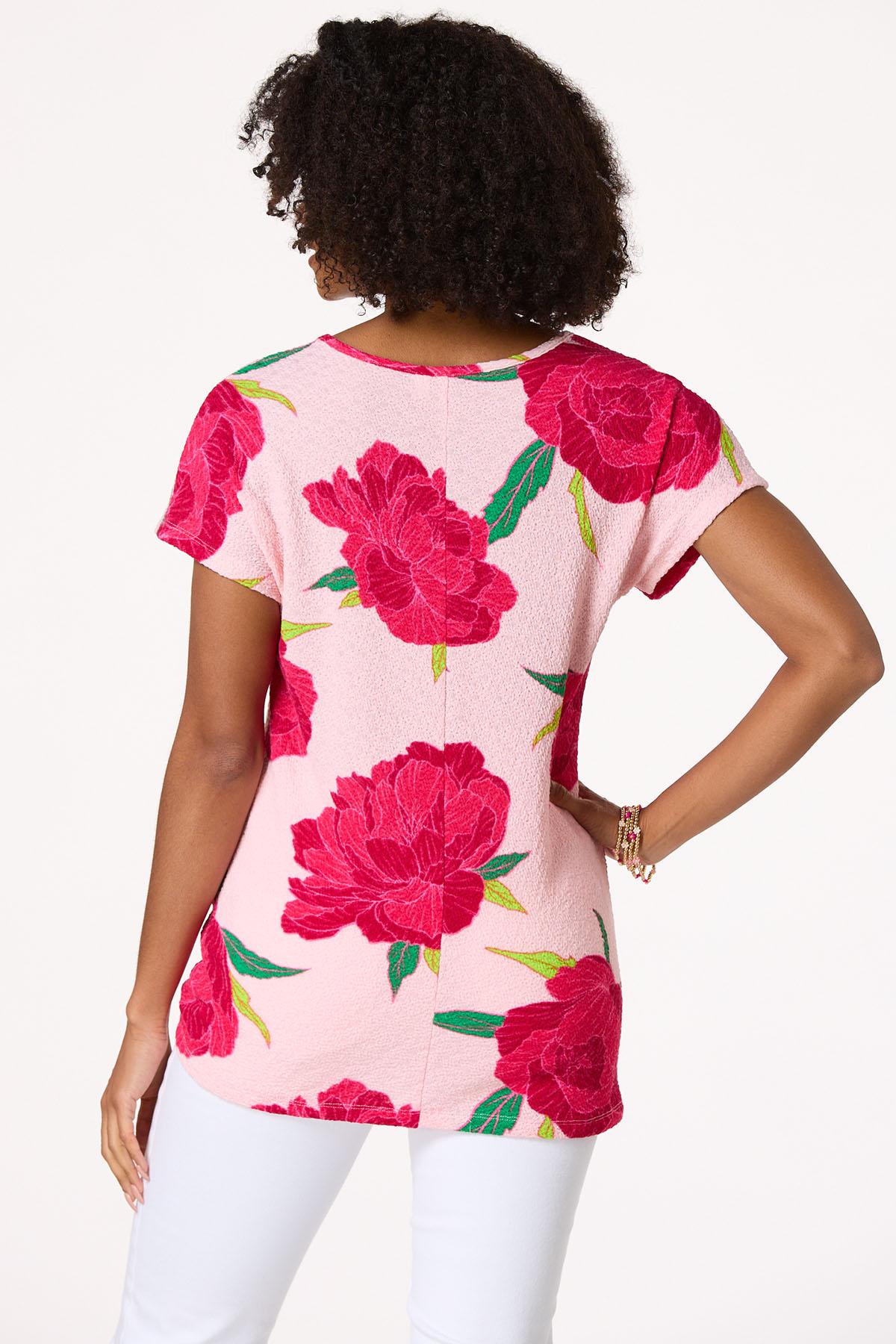 Textured Floral Side Tie Tunic