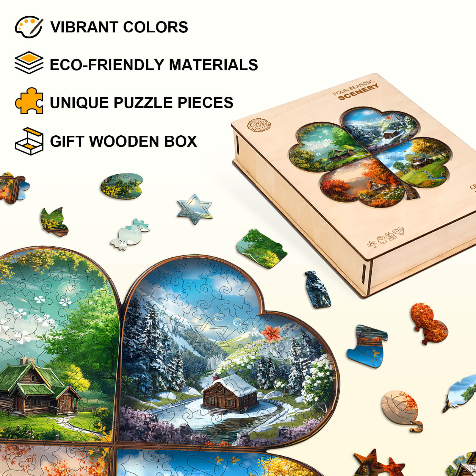 Seasons Scenery Wooden Jigsaw Puzzle