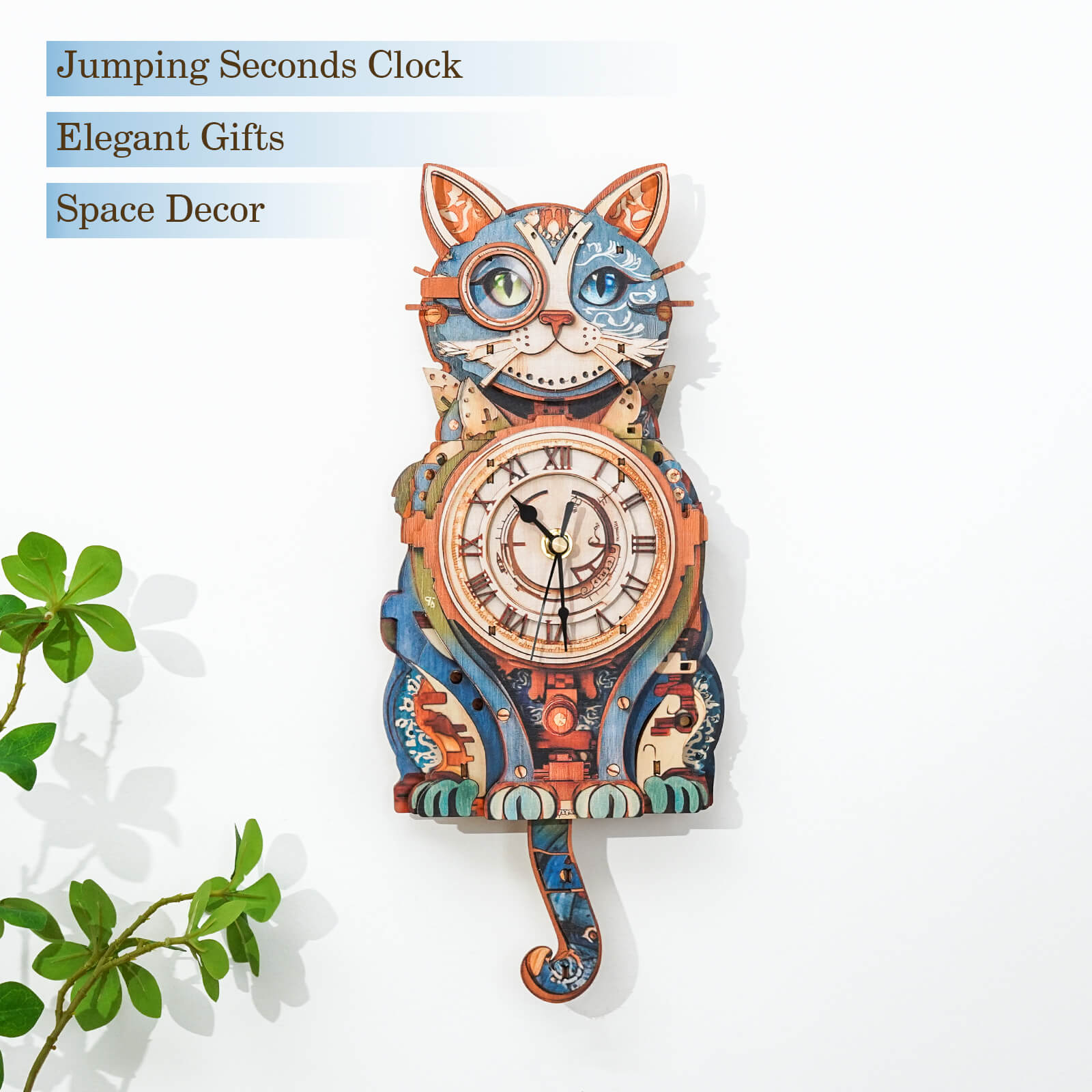 Cat Detective– DIY Wooden Clock, 3D Puzzle Craft Kit