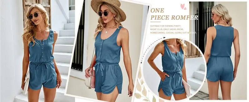 Women's Summer Casual Shorts Jumpsuit With Pockets (Just $3 Each!)